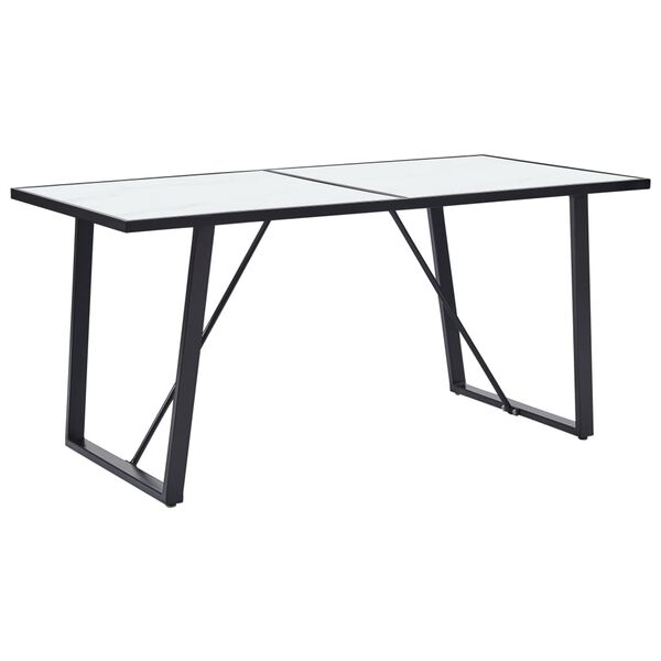 vidaXL Table de salle à manger Blanc 160x80x75 cm Verre trempé