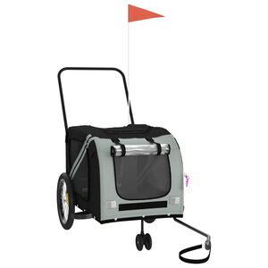 vidaXL Remorque de v&eacute;lo pour animaux de compagnie gris et noir