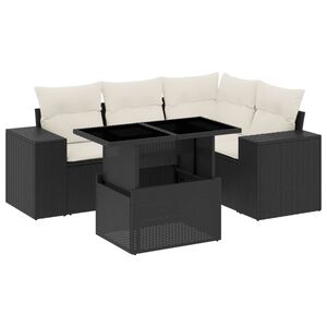 vidaXL Salon de jardin 5 pcs avec coussins noir r&eacute;sine tress&eacute;e