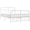 vidaXL Cadre de lit métal sans matelas et pied de lit blanc 135x190 cm
