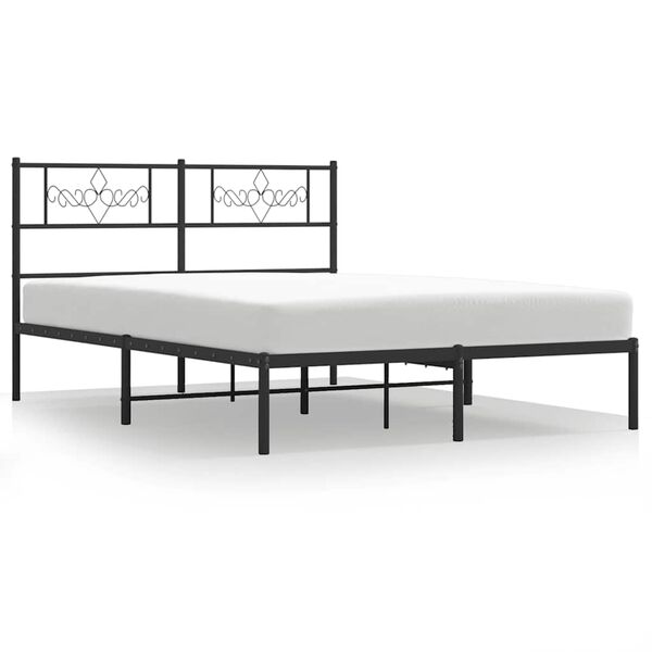 vidaXL Cadre de lit m&eacute;tal sans matelas avec t&ecirc;te de lit noir 150x200cm