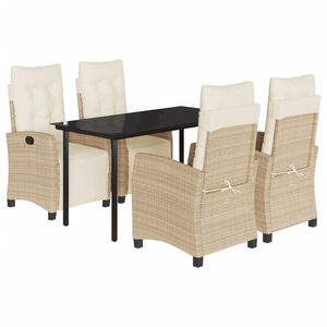 vidaXL Ensemble &agrave; manger de jardin avec coussins 5pcs Beige poly rotin