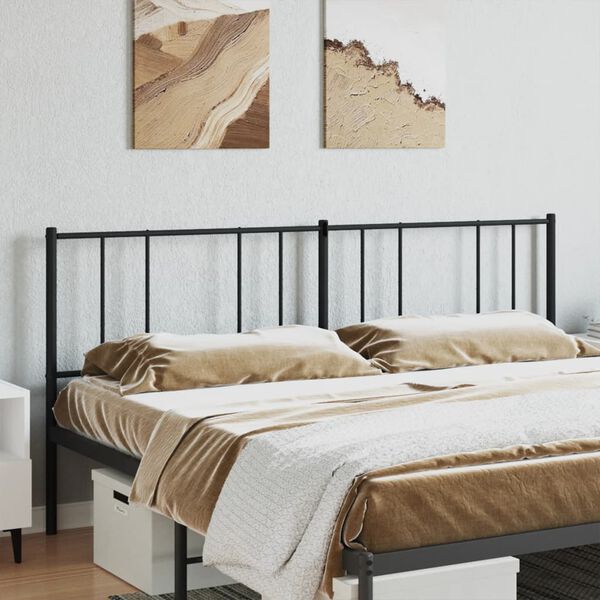 vidaXL T&ecirc;te de lit de remplacement m&eacute;tal noir 193 cm