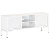 vidaXL Meuble TV Blanc 115x30x46 cm Bois massif de manguier