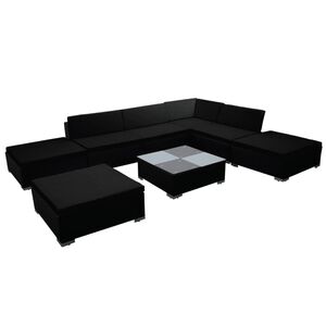 vidaXL Salon de jardin 8 pcs avec coussins r&eacute;sine tress&eacute;e noir