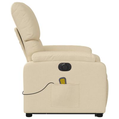 vidaXL Fauteuil inclinable de massage électrique crème tissu