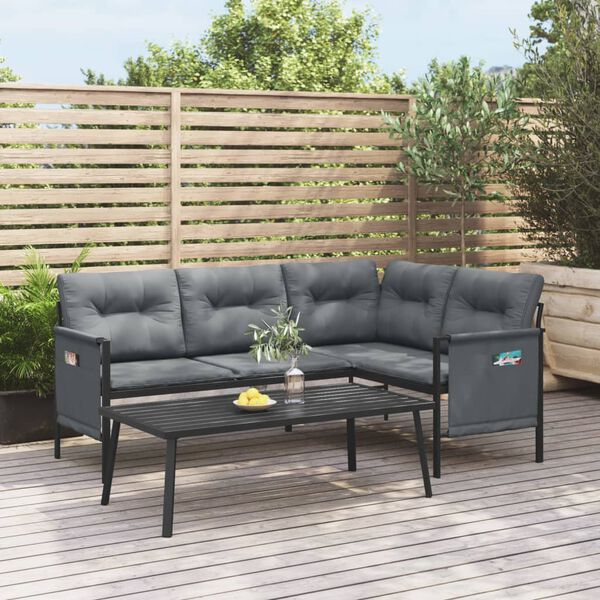 vidaXL Salon de jardin 2 pcs anthracite acier