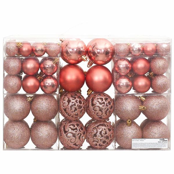 vidaXL Boules de No&euml;l 100 pcs rose et ros&eacute; 3 / 4 / 6 cm
