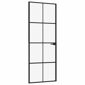 vidaXL Porte d'int&eacute;rieur Noir 76x201,5 cm Tremp&eacute; verre aluminium fin