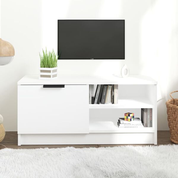 vidaXL Meuble TV Blanc 80x35x36,5 cm Bois d'ing&eacute;nierie
