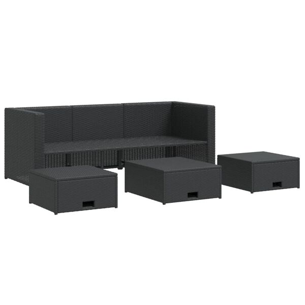 vidaXL Salon de jardin 4 pcs avec coussins R&eacute;sine tress&eacute;e Noir