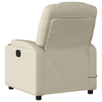 vidaXL Fauteuil inclinable de massage Crème Similicuir