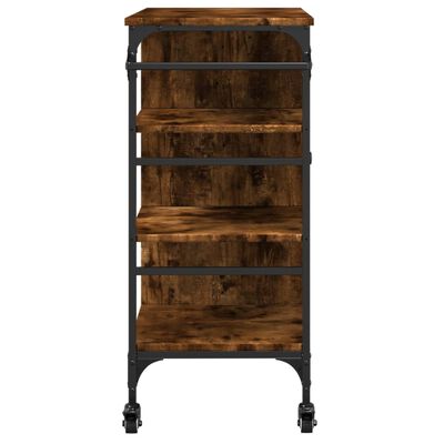 vidaXL Chariot de cuisine chêne fumé 87,5x38,5x84,5 cm bois ingénierie