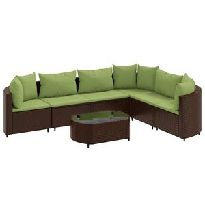 vidaXL Salon de jardin avec coussins 7 pcs marron r&eacute;sine tress&eacute;e
