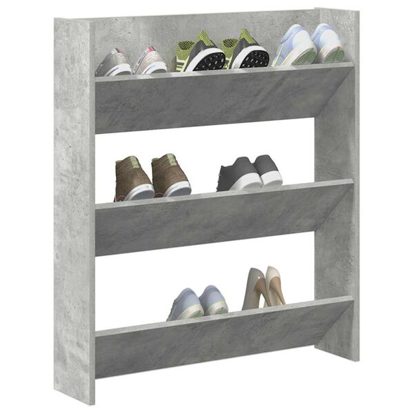 vidaXL Armoire &agrave; chaussures murale Gris b&eacute;ton 80x18x90 cm Agglom&eacute;r&eacute;