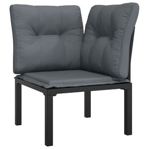 vidaXL Chaise d'angle de jardin avec coussins noir/gris r&eacute;sine tress&eacute;e