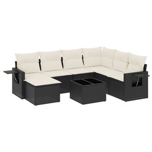vidaXL Salon de jardin 8 pcs avec coussins noir r&eacute;sine tress&eacute;e