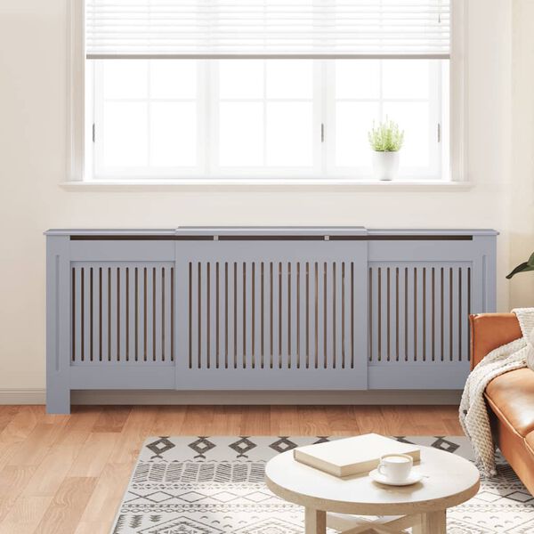 vidaXL Cache-radiateur MDF Gris 205 cm
