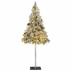 vidaXL Sapin de No&euml;l artificiel 300 LED&boules&neige floqu&eacute;e 180 cm