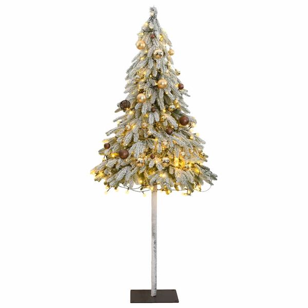 vidaXL Sapin de No&euml;l artificiel 300 LED&boules&neige floqu&eacute;e 180 cm