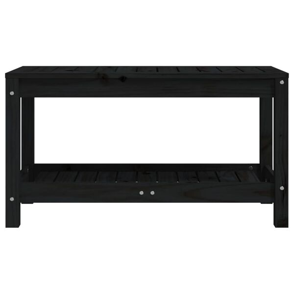 vidaXL Banc de jardin noir 82,5x35x45 cm bois massif de pin
