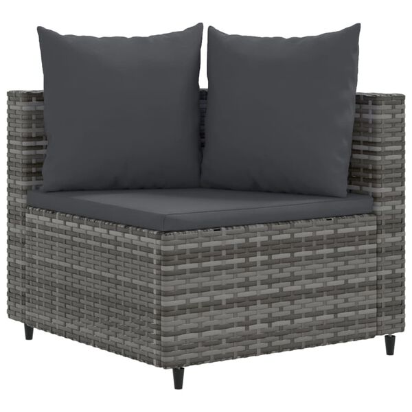 vidaXL Salon de jardin 4 pcs avec coussins gris r&eacute;sine tress&eacute;e