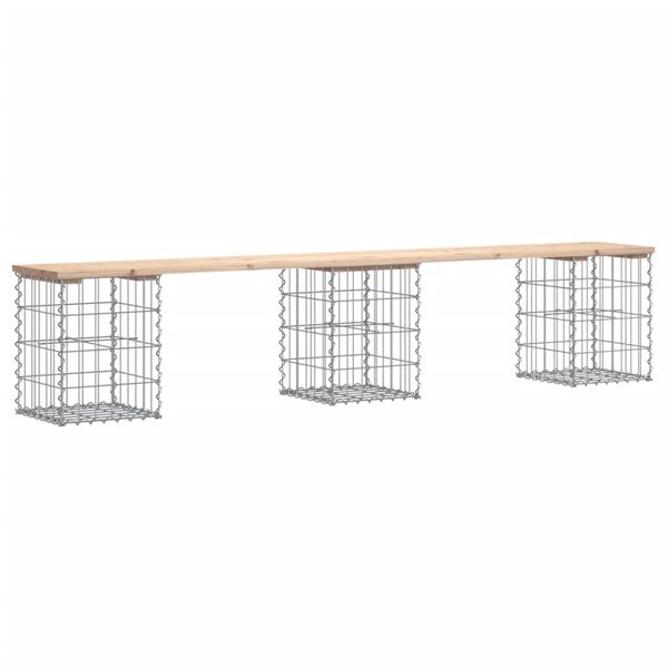 vidaXL Banc de jardin design de gabion 203x31x42 cm bois massif de pin