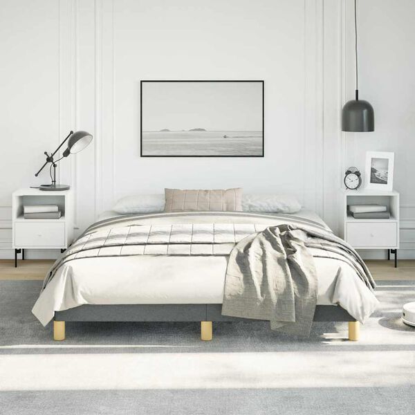 vidaXL Cadre de lit gris foncé 152x203 cm tissu