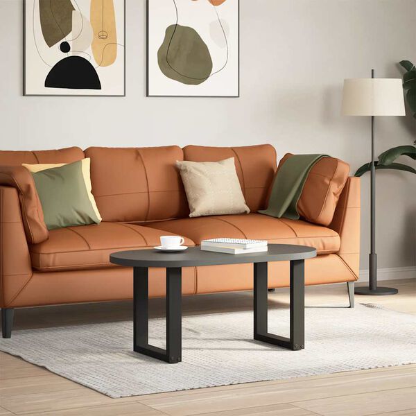 vidaXL Pieds de table basse en U 2 pi&egrave;ces Noir 38 x (42-43) cm Acier