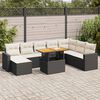 vidaXL Salon de jardin 9 pcs avec coussins noir r&eacute;sine tress&eacute;e