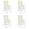 vidaXL Coussins de chaise de jardin dossier haut lot de 4 cr&egrave;me tissu