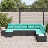 vidaXL Ensemble de canap&eacute; de jardin 8 pcs Noir et turquoise polyrotin