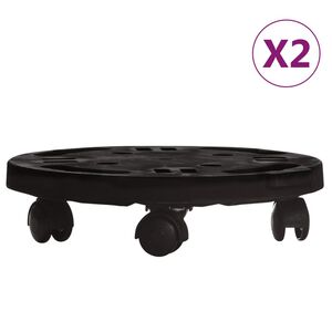 vidaXL Chariots à plantes avec roues 2 pcs Diamètre 30 cm Noir 170 kg