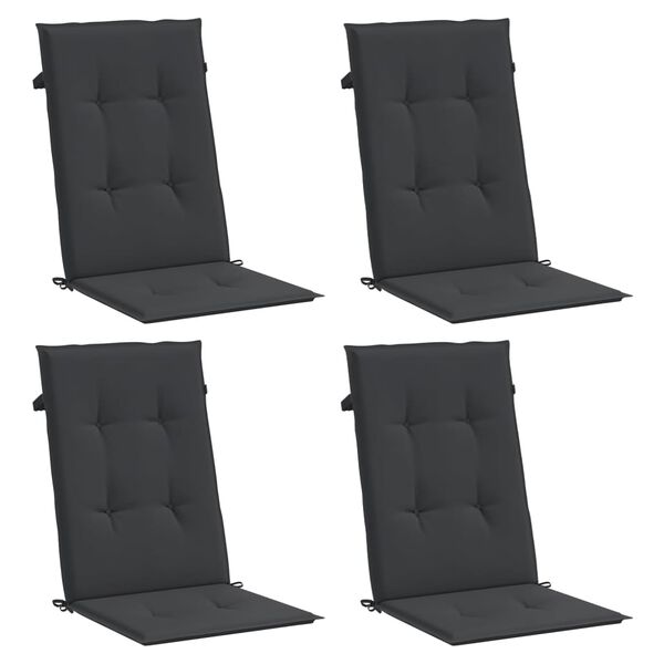 vidaXL Coussins de chaise de jardin &agrave; dossier haut lot de 4 noir tissu