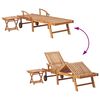 vidaXL Chaises longues lot de 2 avec table Bois de teck solide