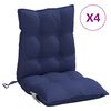 vidaXL Coussins de chaise &agrave; dossier bas lot de 4 bleu marine
