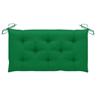 vidaXL Banc de jardin avec coussin vert 112 cm Bois de teck massif