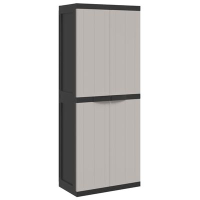 vidaXL Armoire de rangement d'extérieur gris et noir 65x37x165 cm PP