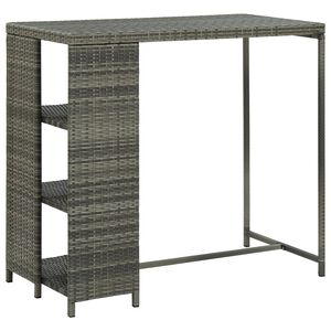 vidaXL Table de bar avec rangement Gris 120x60x110 cm R&eacute;sine tress&eacute;e