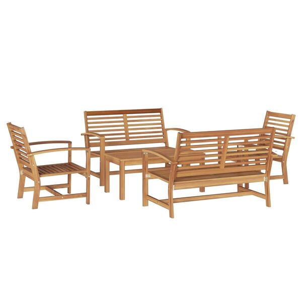 vidaXL Ensemble de canap&eacute; de jardin 5 pcs Naturel Bois de teck massif