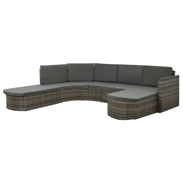 vidaXL Salon de jardin 4 pcs avec coussins résine tressée gris