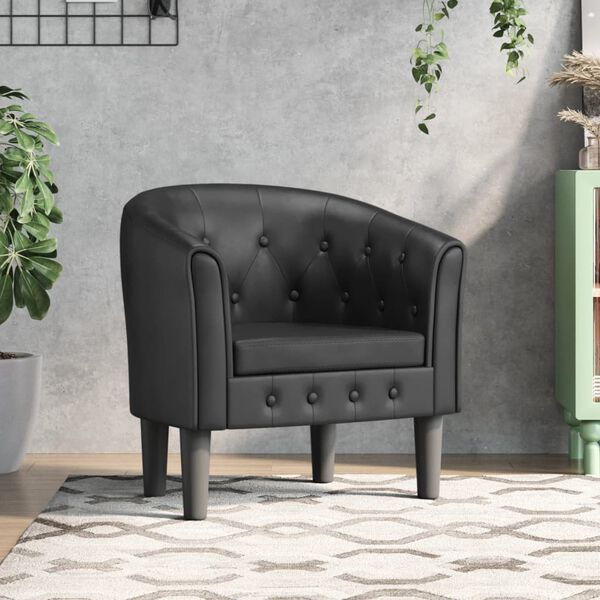 vidaXL Chaise cabriolet noir similicuir