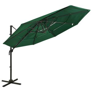 vidaXL Parasol de jardin &agrave; 4 niveaux avec m&acirc;t en aluminium vert 3x3 m
