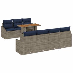 vidaXL Ensemble de salle &agrave; manger pour jardin 8 pcs Gris et marine