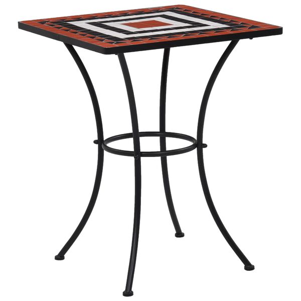 vidaXL Table de bistro mosa&iuml;que Terre cuite et blanc 60 cm C&eacute;ramique