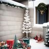 vidaXL Demi sapin de No&euml;l artificiel mince avec support Blanc 210 cm