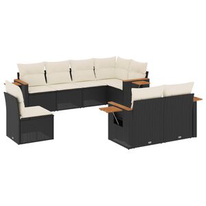 vidaXL Salon de jardin 8 pcs avec coussins noir r&eacute;sine tress&eacute;e
