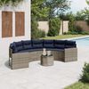 vidaXL Canap&eacute; de jardin et table et coussins demi-rond gris poly rotin