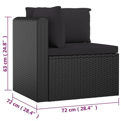 vidaXL Salon de jardin 7 pcs avec coussins Résine tressée Noir