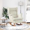 vidaXL Fauteuil à bascule à oreilles en velours crème bois massif